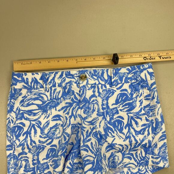 Lilly Pulitzer Callahan Shorts Womens 0 Blue White Lobster Crab Nautical 30x5" - Picture 5 of 16